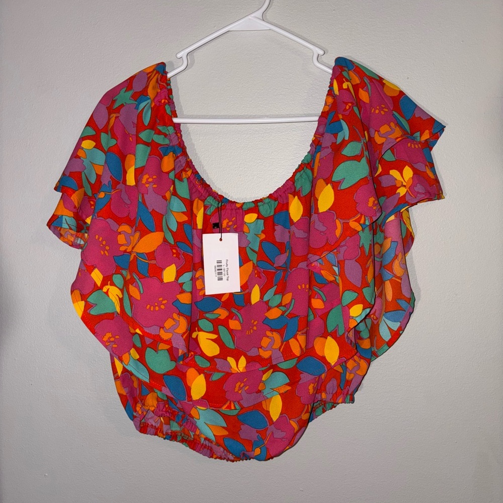Sugarlips - Ruffled Colorful Cap Sleeve Blouse
